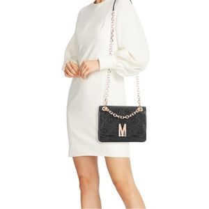 Moschino Smiley-Embossed Leather Shoulder Bag